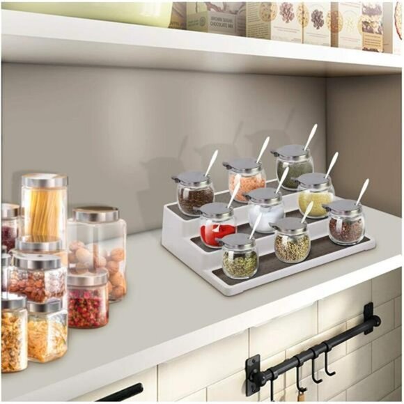 3 Tier Lazy Susan Spice Rack Non Skid Shelf Kitchen Pantry Cabinet Organizer - Picture 5 of 7